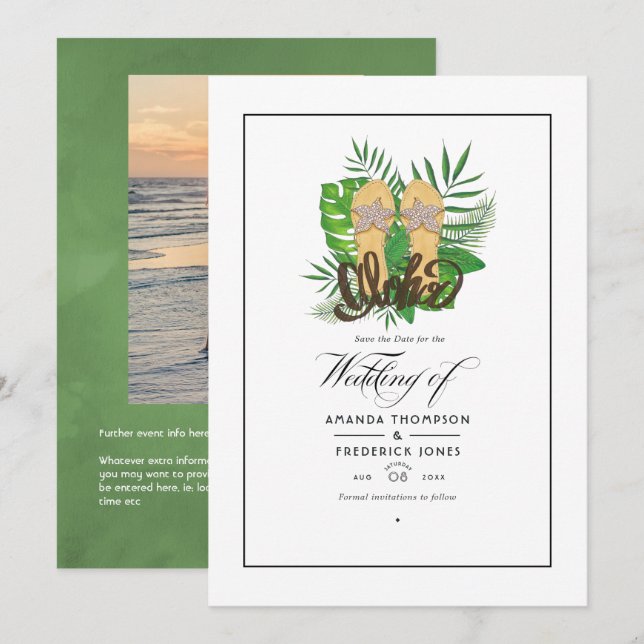 Aloha Summer Beach Wedding Save The Date (Front/Back)