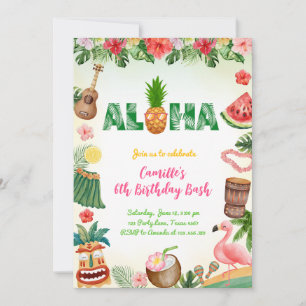 Aloha Summer Girl Birthday Invitation