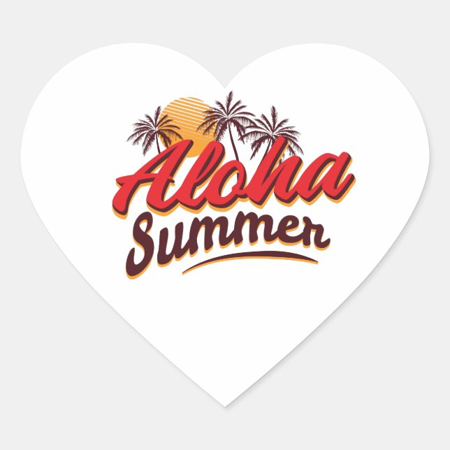 Aloha Summer Heart Sticker (Front)