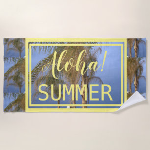 Aloha Summer Palm Trees Beach Towel