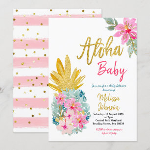 Aloha Summer Pineapple baby shower Invitation