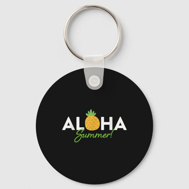 Aloha Summer _ Pineapple Lover Cute Funny Hola Vac Key Ring (Front)