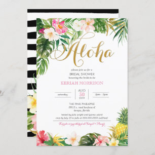 Aloha Summer Tropical or Luau Bridal Shower Invitation