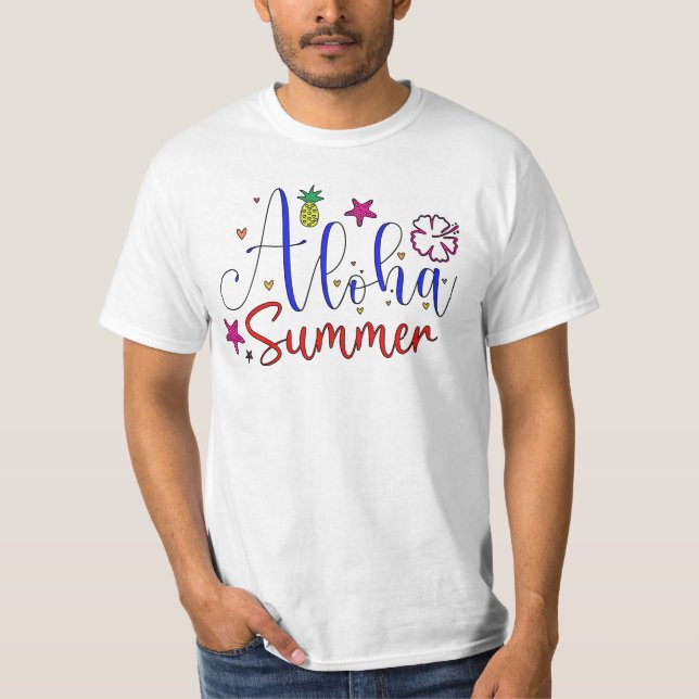 Aloha Summer Tropical Vibes Graphic T-Shirt (Front)