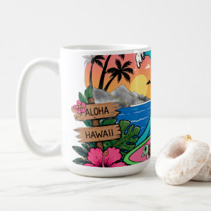 Aloha Sunny Cat Waves Coffee Mug