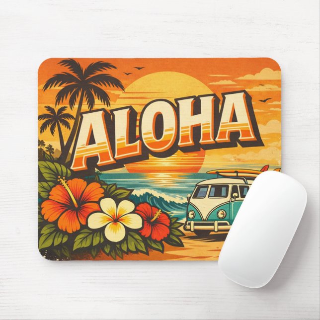 Aloha Sunset Island Vacation Vibes Mouse Mat (With Mouse)