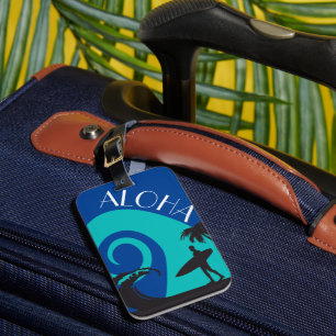 Aloha Surf and Palm Trees Luggage Tag