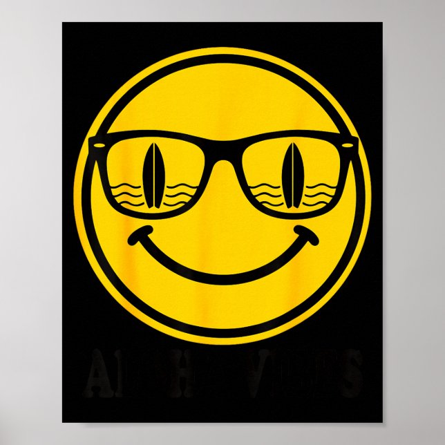 Aloha surf smile sunglasses surfboard reflection poster (Front)