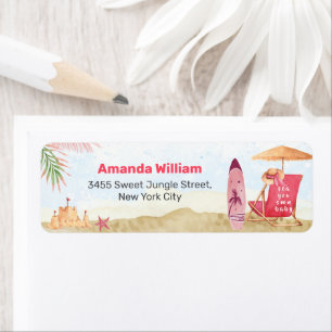 Aloha Surfboard Beach Baby Shower Return Address