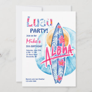 Aloha Surfboard Invitation
