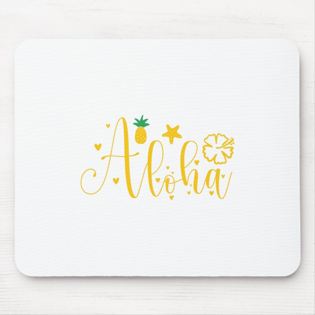 Aloha -Surfer- Palms -Tropical- Retro-Beach-Funny Mouse Mat (Front)