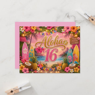 Aloha Sweet 16 Birthday Sign Invitation