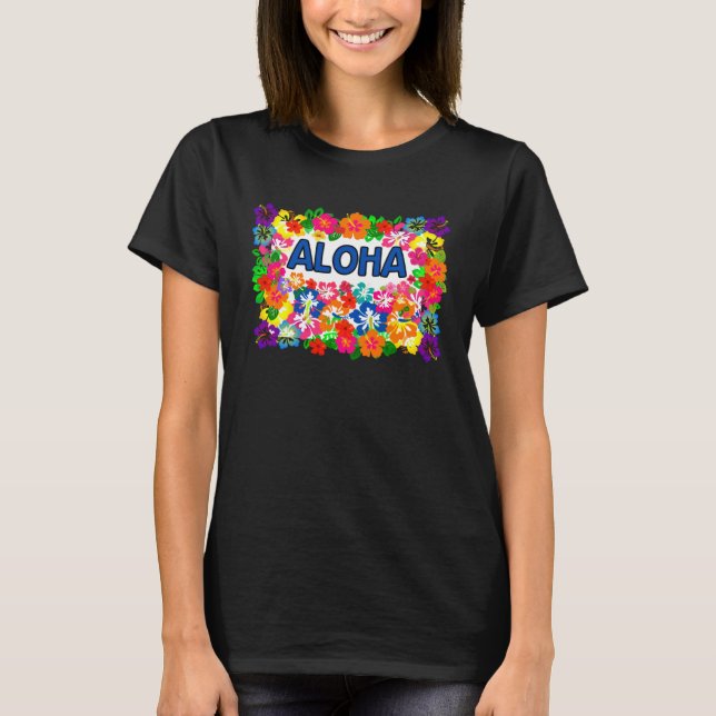ALOHA Tiki Party Hawaiian  Luau Party Tropical Flo T-Shirt (Front)