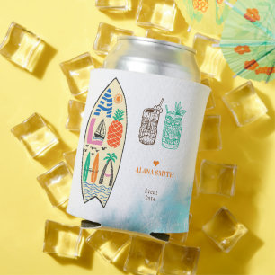 Aloha TIKI Surfboard Tropical Luau Hawaiian Party Can Cooler
