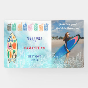 Aloha TIKI Tropical Luau Hawaiian Birthday Welcome Banner