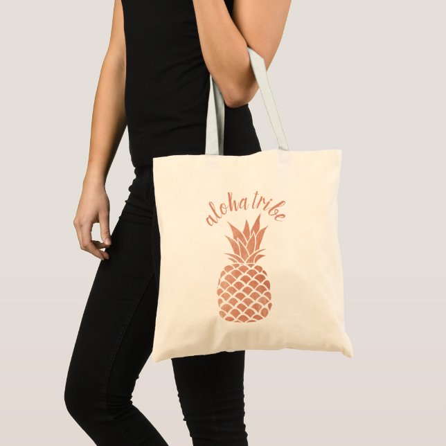 Aloha Tribe Hawaii Rose Gold Pineapple Bridesmaid Tote Bag (Front (Product))