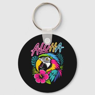 Aloha Trocal Parrot Hawaii Travel Macaw Hibiscus Key Ring