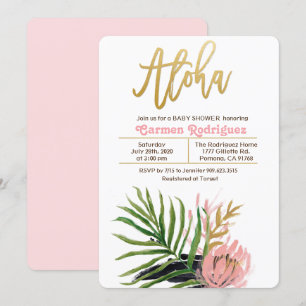 Aloha Tropical Baby Shower Floral Invitation