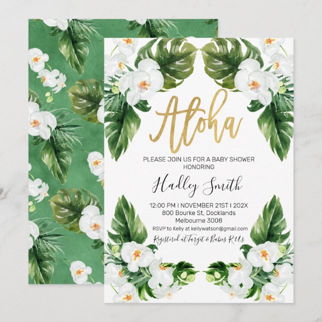 Aloha tropical baby shower invitation (Front/Back)