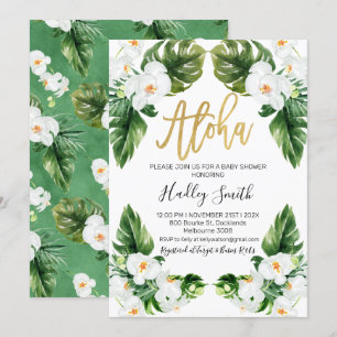 Aloha tropical baby shower invitation