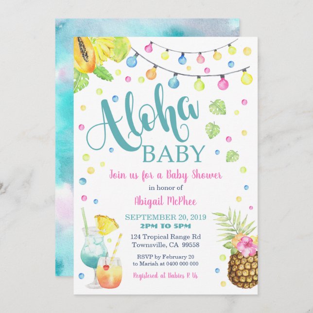 Aloha Tropical Baby Shower Invitation (Front/Back)