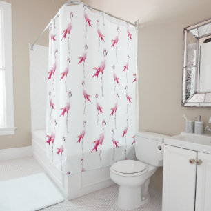 Aloha Tropical Bird Flamingo Pattern Shower Curtain