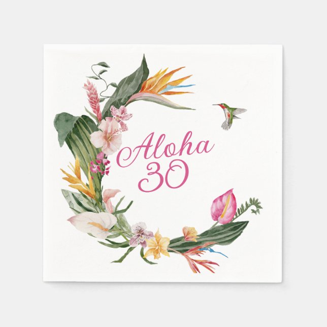 Aloha Tropical Birthday Napkin (Front)