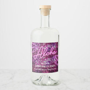 Aloha Tropical Disco Bachelorette Party Neon Liquor Bottle Label