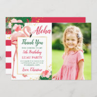 Aloha Tropical Flamingo Pink Floral Birthday Photo