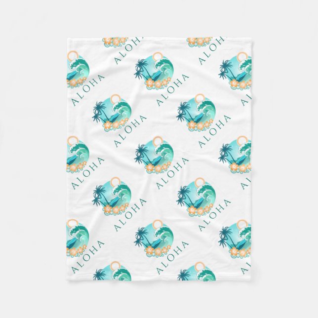 Aloha Tropical Fleece Blanket (Front)