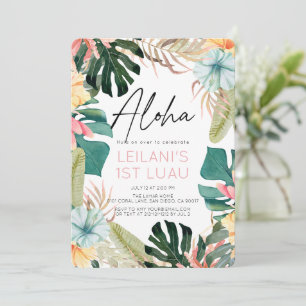 Aloha Tropical Floral & Botanical 1st Birthday Invitation