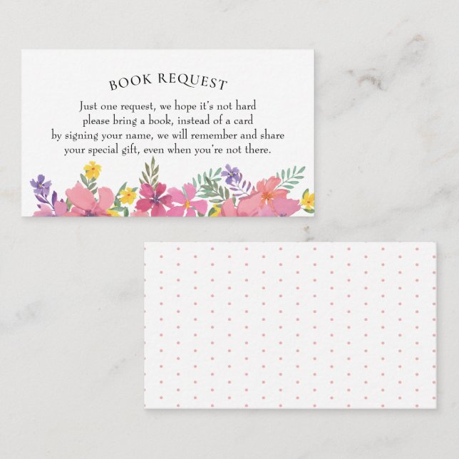 Aloha Tropical Flower Baby Shower Book Request Business Card (Front/Back)