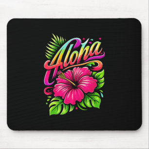 Aloha Tropical Flower Hawaii Vacation Summer Beach Mouse Mat