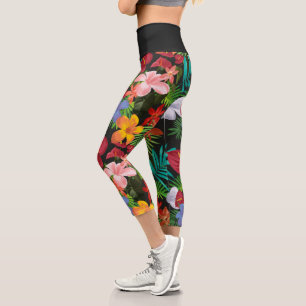 Aloha Tropical Flowers Capri Leggings