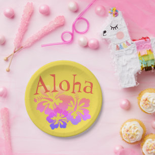 Aloha Tropical Flowers Paper Plate