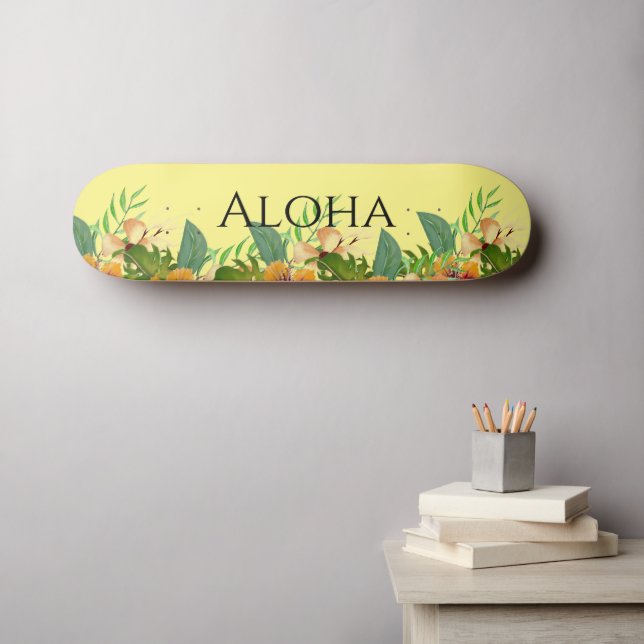 Aloha Tropical Flowers  Skateboard (Wall Art (Horz))