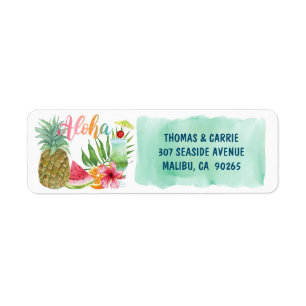 Aloha Tropical Fruit Flower Palms Return Address