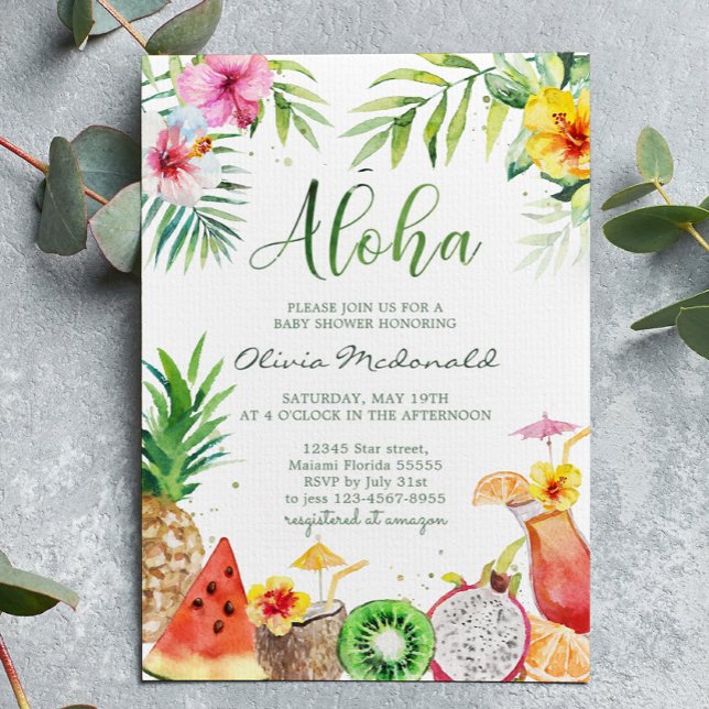 Aloha Tropical Fruits Baby Shower Invitation (Creator Uploaded)