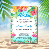 Aloha Tropical Fun Flamingo Luau Party Birthday