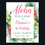 Aloha Tropical Greenery Luau Birthday Welcome Sign<br><div class="desc">Aloha Tropical Greenery Luau Birthday Welcome Sign</div>