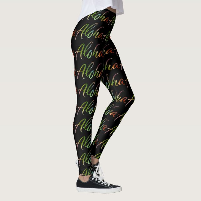 Aloha - Tropical Hand Lettering - Hawaiian Nature Leggings (Right)