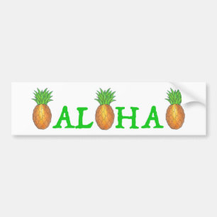 ALOHA Tropical Hawaii Pineapple Bumper Sticker