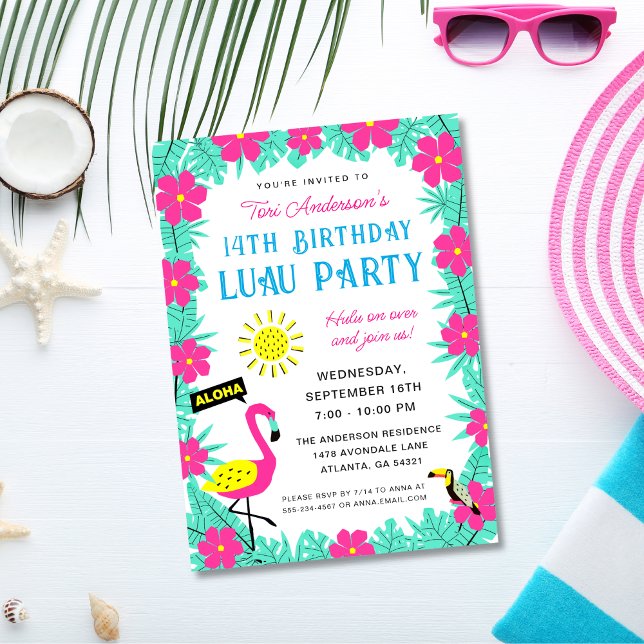 Aloha Tropical Hawaiian Birthday Luau Party Invitation (Creator Uploaded)