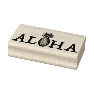 ALOHA Tropical Hawaiian Island Pineapple Fruit Rubber Stamp