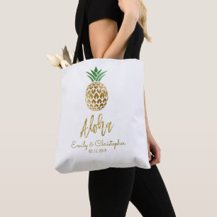 Aloha Tropical Hawaiian Pineapple Wedding Favour Tote Bag