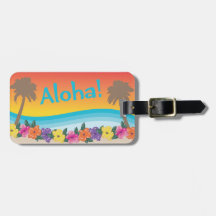 Aloha! Tropical Hawaiian sunset beach scene