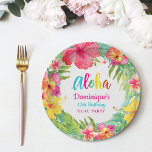 Aloha Tropical Hibiscus Luau Party Birthday  Paper Plate<br><div class="desc">Features bright tropical hibiscus flowers and personalised with your information.  Perfect for all types of events!  Matching invitations and party supplies available in my store.</div>