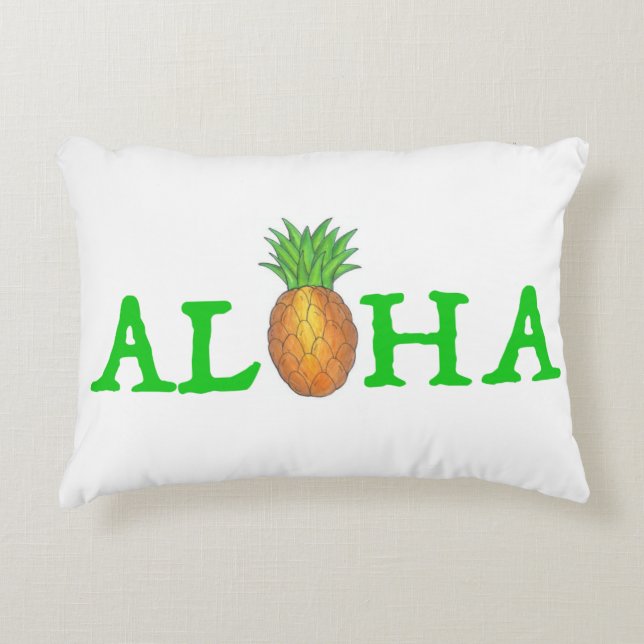 ALOHA Tropical Island Hawaiian Pineapple Hawaii Decorative Cushion (Front)