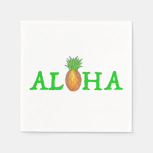 ALOHA Tropical Island Hawaiian Pineapple Luau Napkin
