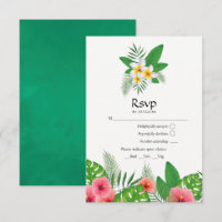 Aloha Tropical Leaves Beach Wedding RSVP
